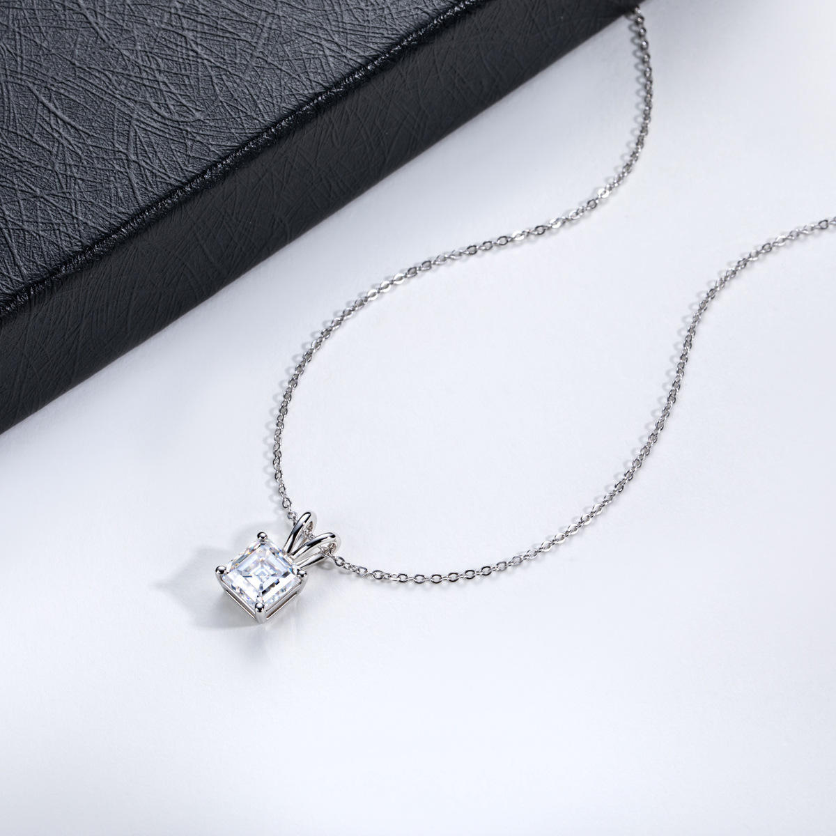 asscher cut moissanite pendant, solitaire pendant necklace, gold pendant necklace, silver pendant necklace, diamond pendant, custom moissanite pendant, gold necklace, gold necklace women, white gold necklace, 14k gold necklace, valentines gift for her, birthday gift for her, 925 silver necklace