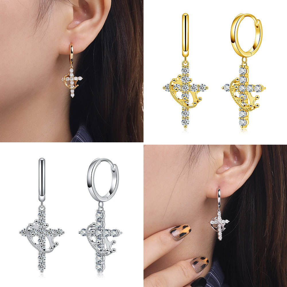 earrings, huggie earrings, cross earrings, diamond earrings, gold earrings, hoop earrings, gold huggie earrings, drop earrings, diamond drop earrings, gold drop earrings, silver drop earrings, lab grown diamond earrings, real diamond earrings, lab created diamond earrings, valentines gift for her, birthday gift for her