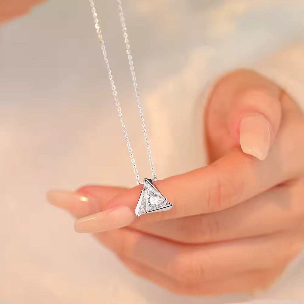 triangle pendant necklace, geometric pendant necklace, moissanite necklace, moissanite necklace mens, moissanite necklace gold, women's moissanite necklace, lab diamond necklace, diamond necklace, diamond necklace for women, diamond necklace women, gold diamond necklace