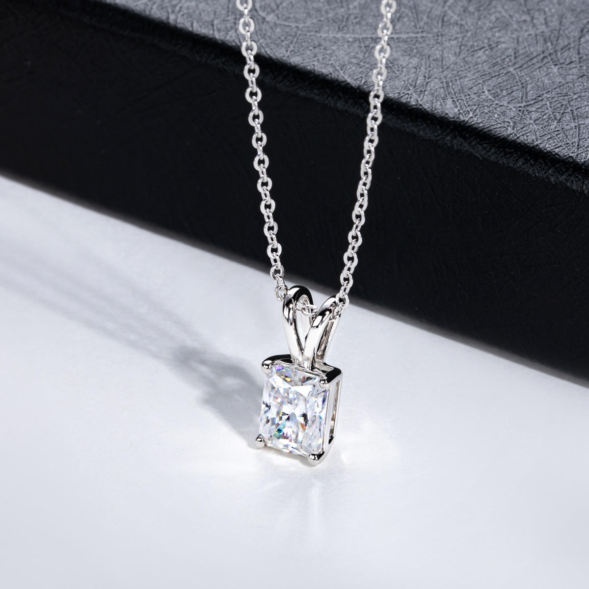 radiant cut moissanite pendant, solitaire pendant necklace, gold pendant necklace, silver pendant necklace, diamond pendant, custom moissanite pendant, gold necklace, gold necklace women, white gold necklace, 14k gold necklace, valentines gift for her, birthday gift for her, 925 silver necklace