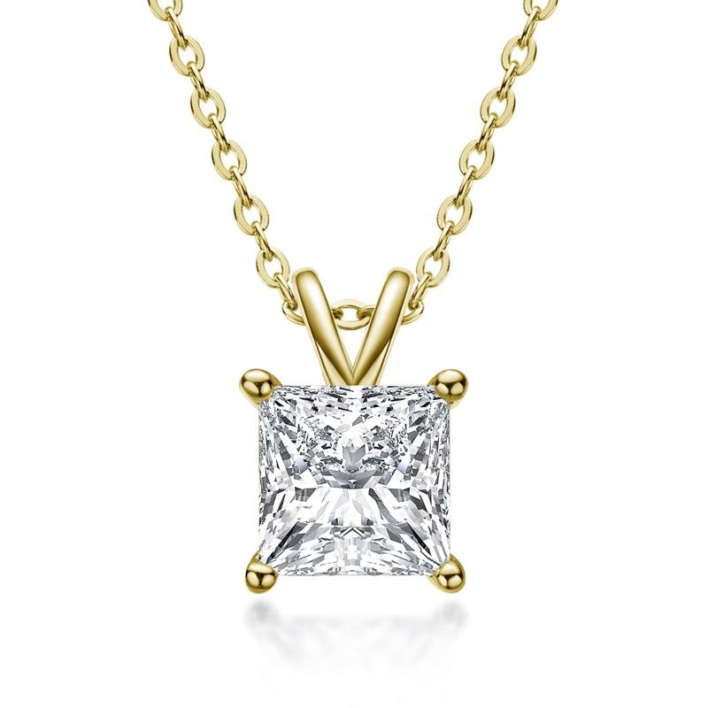 princess cut pendant necklace, moissanite pendant, pendant necklace, gold pendant necklace, silver pendant necklace, diamond pendant, custom moissanite pendant, gold necklace, gold necklace women, white gold necklace, 14k gold necklace, valentines gift for her, birthday gift for her