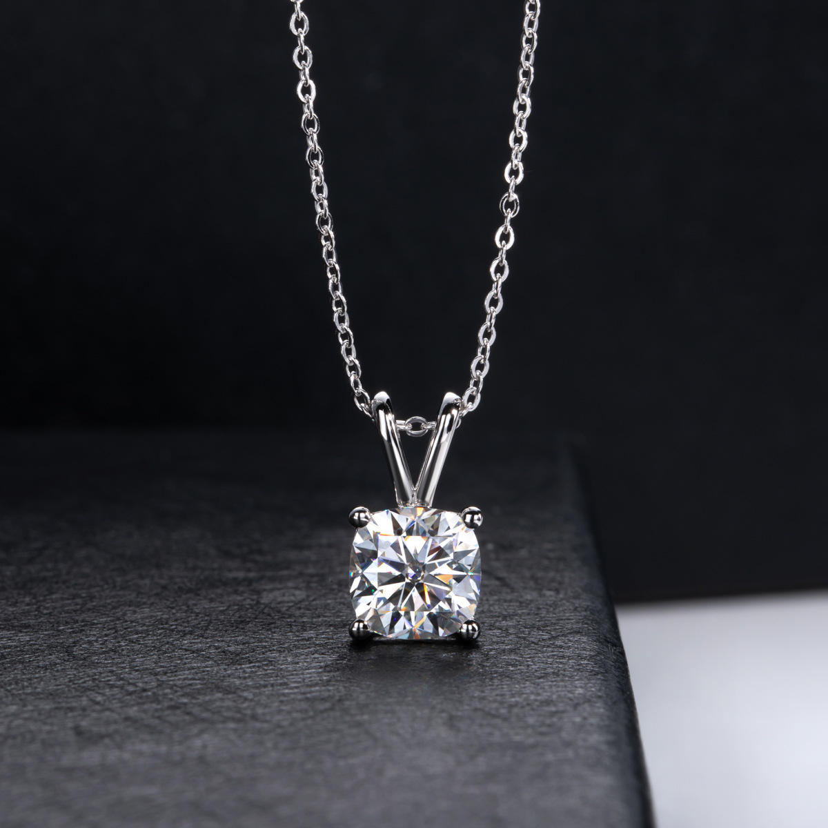 cushion cut moissanite pendant, solitaire pendant necklace, gold pendant necklace, silver pendant necklace, diamond pendant, custom moissanite pendant, gold necklace, gold necklace women, white gold necklace, 14k gold necklace, valentines gift for her, birthday gift for her, 925 silver necklace