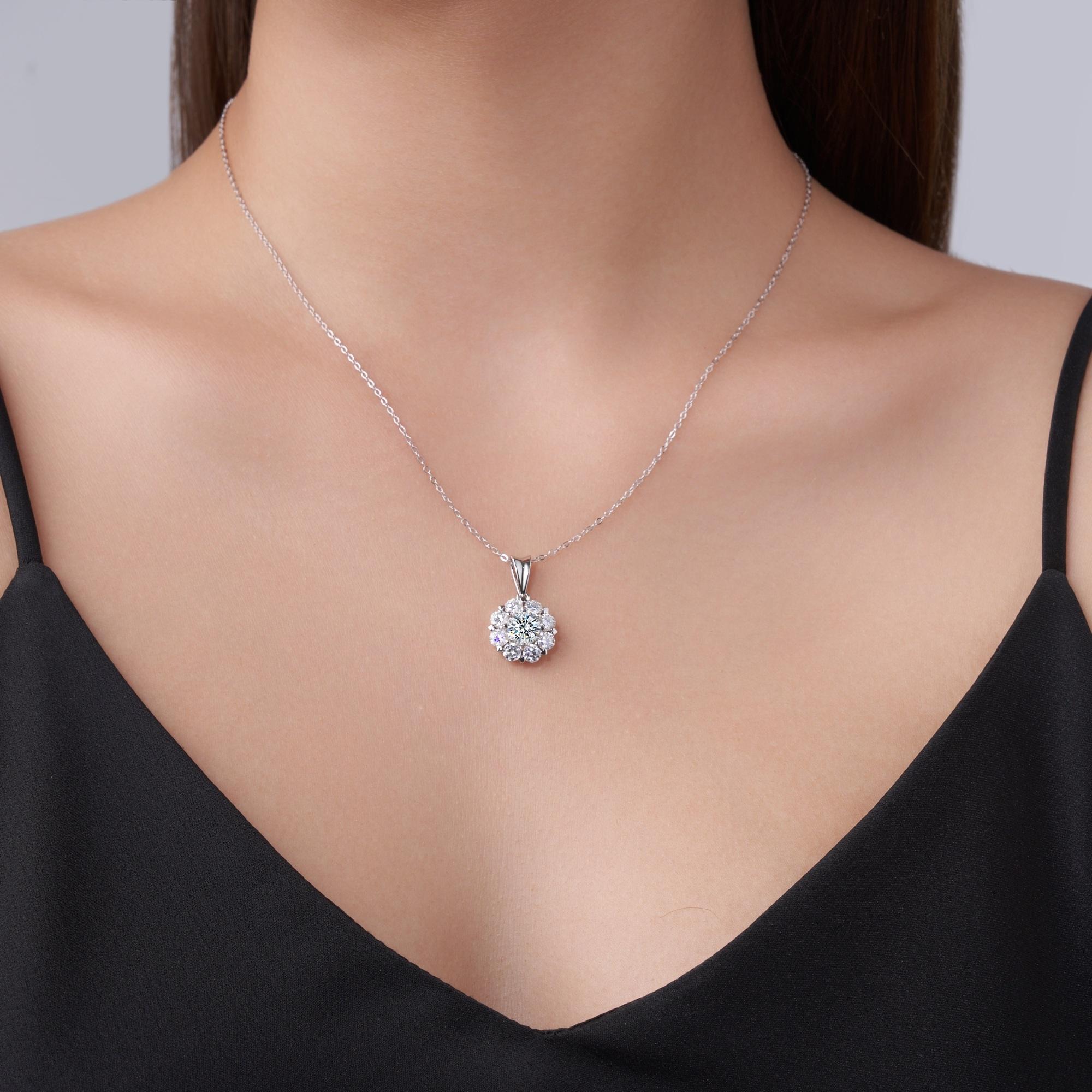 moissanite pendant, pendant necklace, gold pendant necklace, silver pendant necklace, diamond pendant, custom moissanite pendant, gold necklace, gold necklace women, white gold necklace, 14k gold necklace, valentines gift for her, birthday gift for her