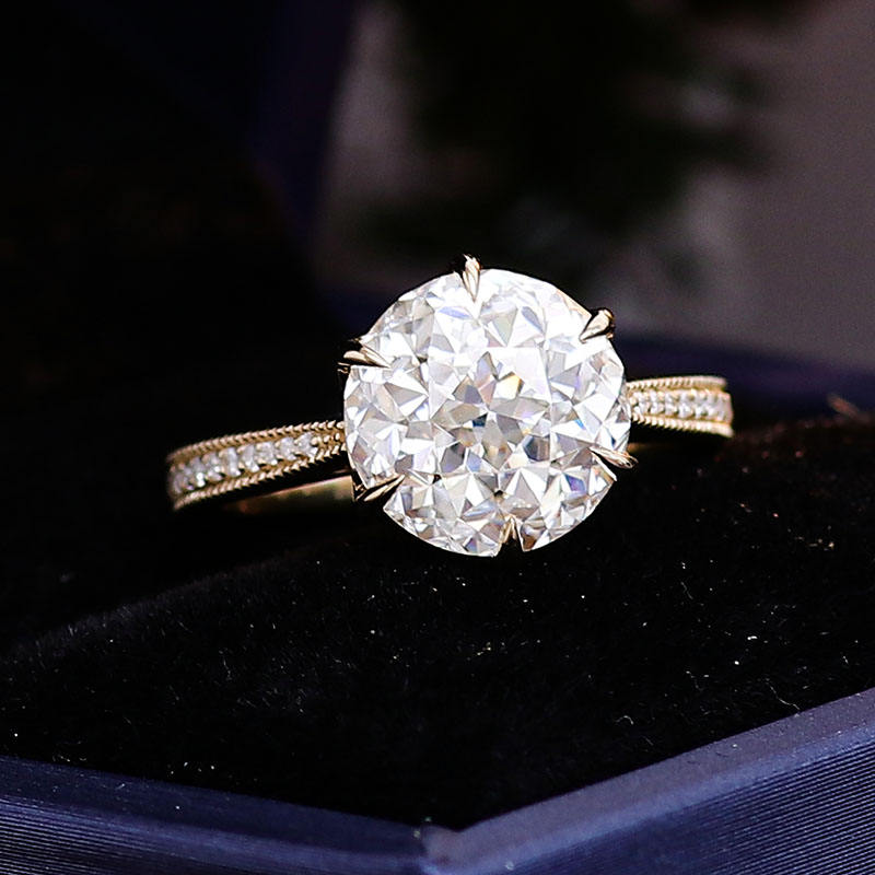 solitaire rings, gold rings, old european cut ring, old european cut ring, round cut engagement ring, gold rings for women, 14k gold rings, white gold rings, lab grown diamond rings, diamond rings for women, diamond rings, valentines gift for her, birthday gift for her, moissanite rings