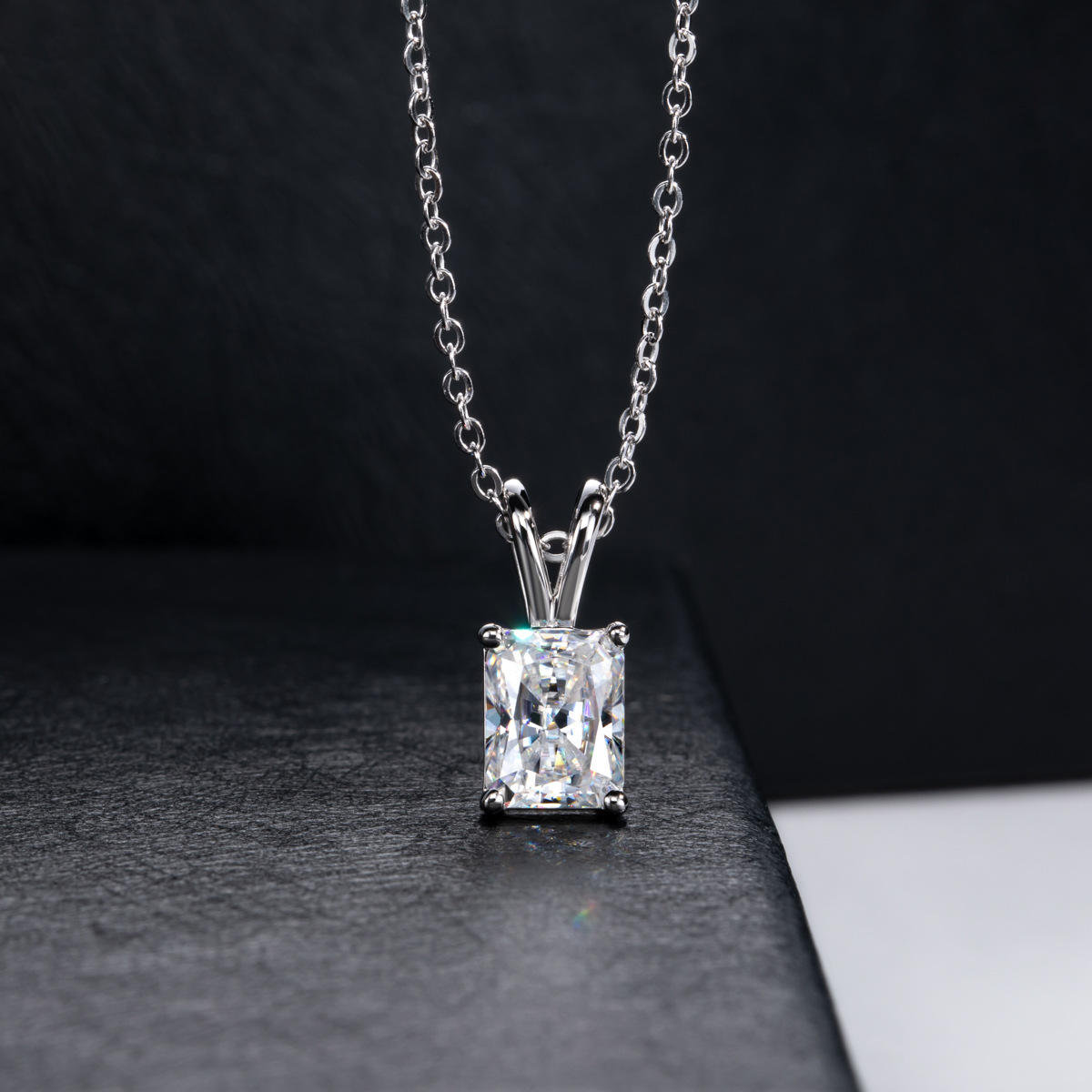 radiant cut moissanite pendant, solitaire pendant necklace, gold pendant necklace, silver pendant necklace, diamond pendant, custom moissanite pendant, gold necklace, gold necklace women, white gold necklace, 14k gold necklace, valentines gift for her, birthday gift for her, 925 silver necklace