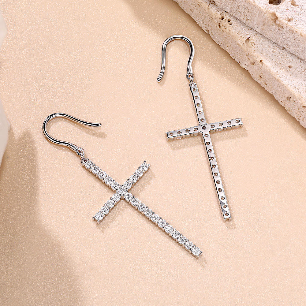 earrings, drop earrings, cross earrings, diamond earrings, gold earrings, hoop earrings, gold huggie earrings, diamond drop earrings, gold drop earrings, silver drop earrings, lab grown diamond earrings, real diamond earrings, lab created diamond earrings, valentines gift for her, birthday gift for her