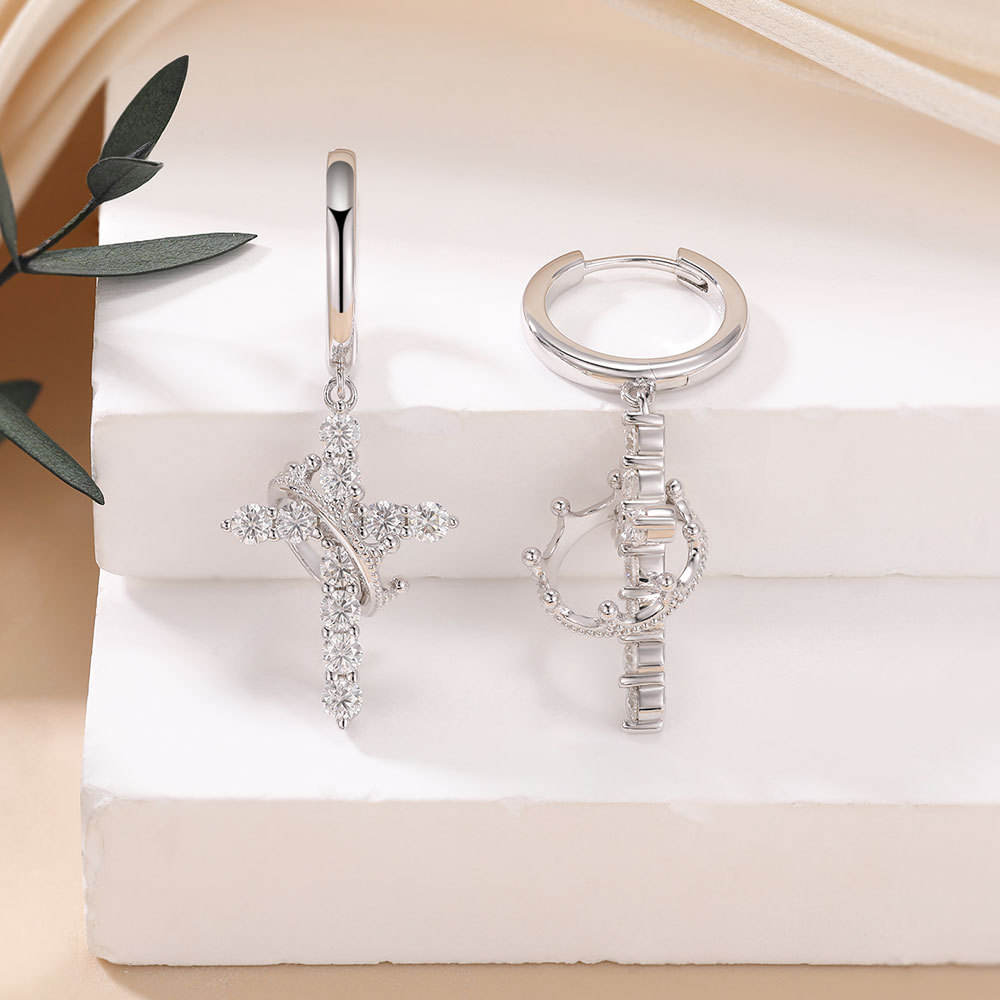 earrings, huggie earrings, cross earrings, diamond earrings, gold earrings, hoop earrings, gold huggie earrings, drop earrings, diamond drop earrings, gold drop earrings, silver drop earrings, lab grown diamond earrings, real diamond earrings, lab created diamond earrings, valentines gift for her, birthday gift for her