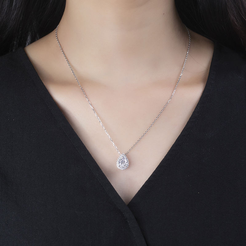 pear cut moissanite pendant, pendant necklace, gold pendant necklace, silver pendant necklace, diamond pendant, custom moissanite pendant, gold necklace, gold necklace women, white gold necklace, 14k gold necklace, valentines gift for her, birthday gift for her, 925 silver necklace
