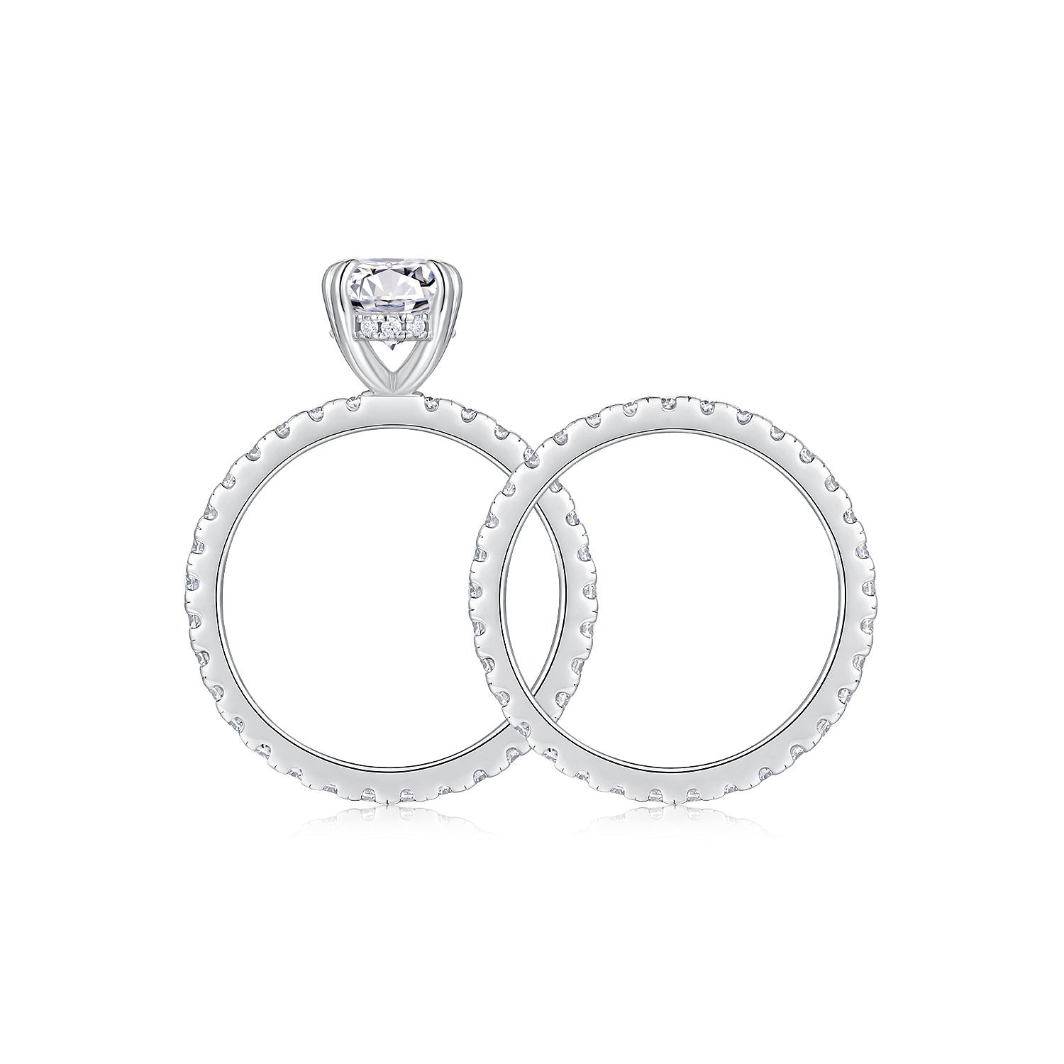bridal ring set, oval cut ring, wedding ring set, engagement and wedding ring set, solitaire rings, gold rings, oval cut engagement ring, gold rings for women, 14k gold rings, white gold rings, lab grown diamond rings, diamond rings for women, diamond rings, valentines gift for her, birthday gift for her, moissanite rings