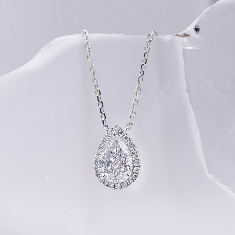 pear cut moissanite pendant, pendant necklace, gold pendant necklace, silver pendant necklace, diamond pendant, custom moissanite pendant, gold necklace, gold necklace women, white gold necklace, 14k gold necklace, valentines gift for her, birthday gift for her, 925 silver necklace