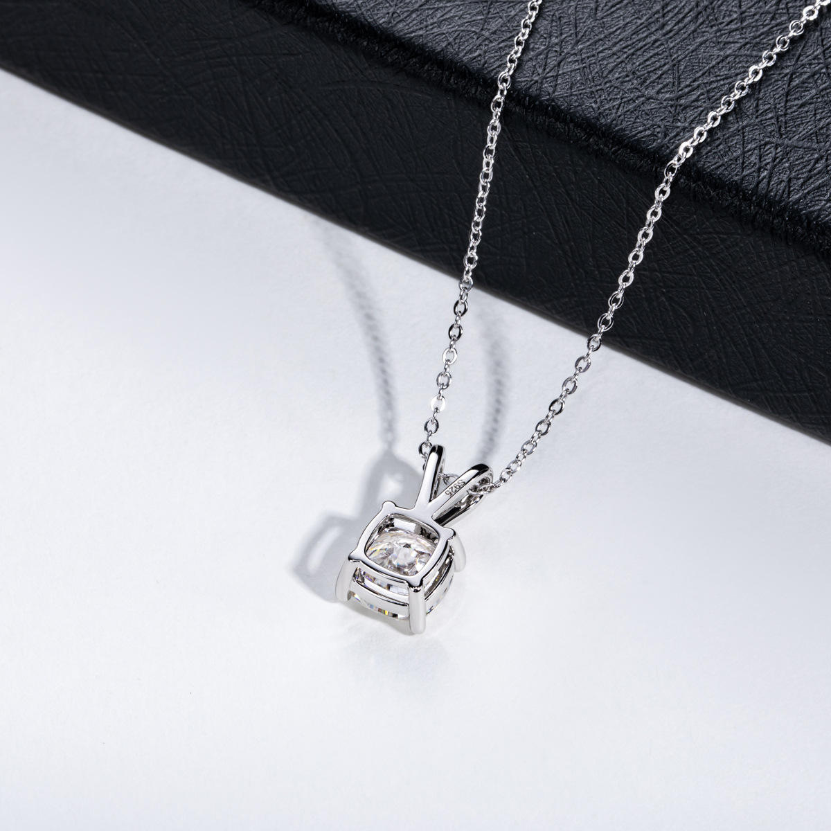 cushion cut moissanite pendant, solitaire pendant necklace, gold pendant necklace, silver pendant necklace, diamond pendant, custom moissanite pendant, gold necklace, gold necklace women, white gold necklace, 14k gold necklace, valentines gift for her, birthday gift for her, 925 silver necklace