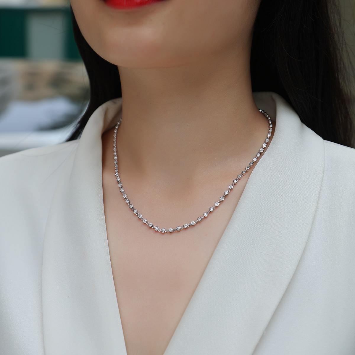 diamond station necklace, station necklace, tennis necklace, diamond tennis necklace, tennis necklace diamond, lab grown tennis necklace, tennis necklace womens, lab grown diamond tennis necklace, moissanite tennis necklace, lab diamond tennis necklace, old necklace, gold necklace women, white gold necklace, 14k gold necklace, valentines gift for her, birthday gift for her