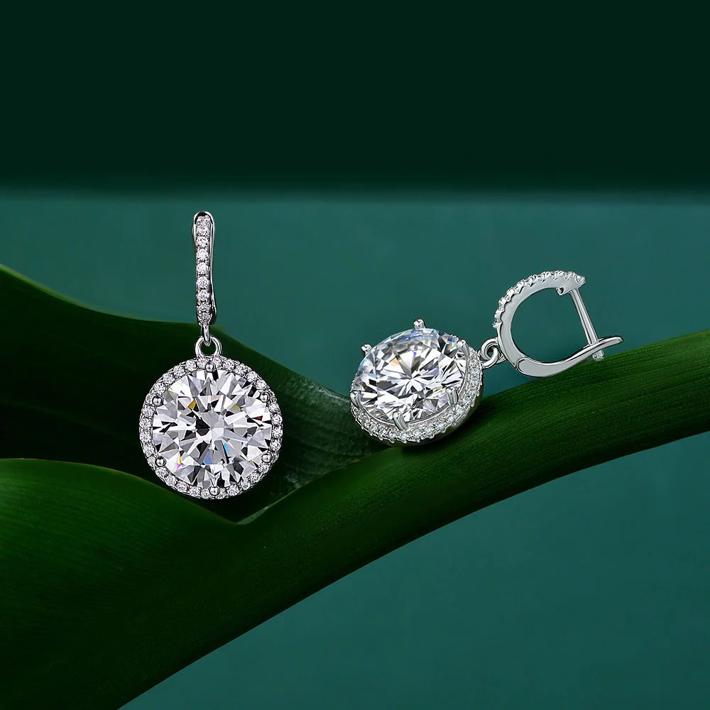moissanite drop earrings, luxury earrings, dangle earrings, gold dangle earrings, silver dangle earrings, valentines gift for her, party wear earrings, stud earring, diamond stud earring