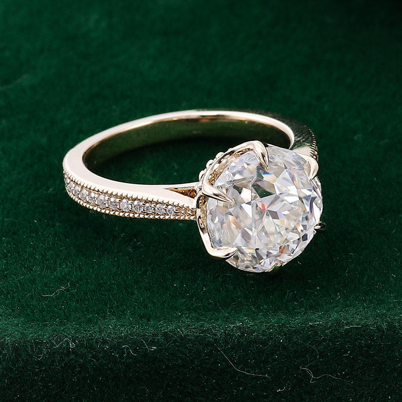 solitaire rings, gold rings, old european cut ring, old european cut ring, round cut engagement ring, gold rings for women, 14k gold rings, white gold rings, lab grown diamond rings, diamond rings for women, diamond rings, valentines gift for her, birthday gift for her, moissanite rings