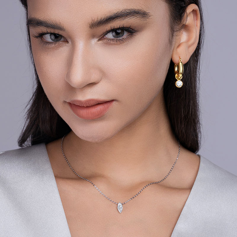 marquise cut moissanite pendant, pendant necklace, gold pendant necklace, silver pendant necklace, diamond pendant, custom moissanite pendant, gold necklace, gold necklace women, white gold necklace, 14k gold necklace, valentines gift for her, birthday gift for her, 925 silver necklace