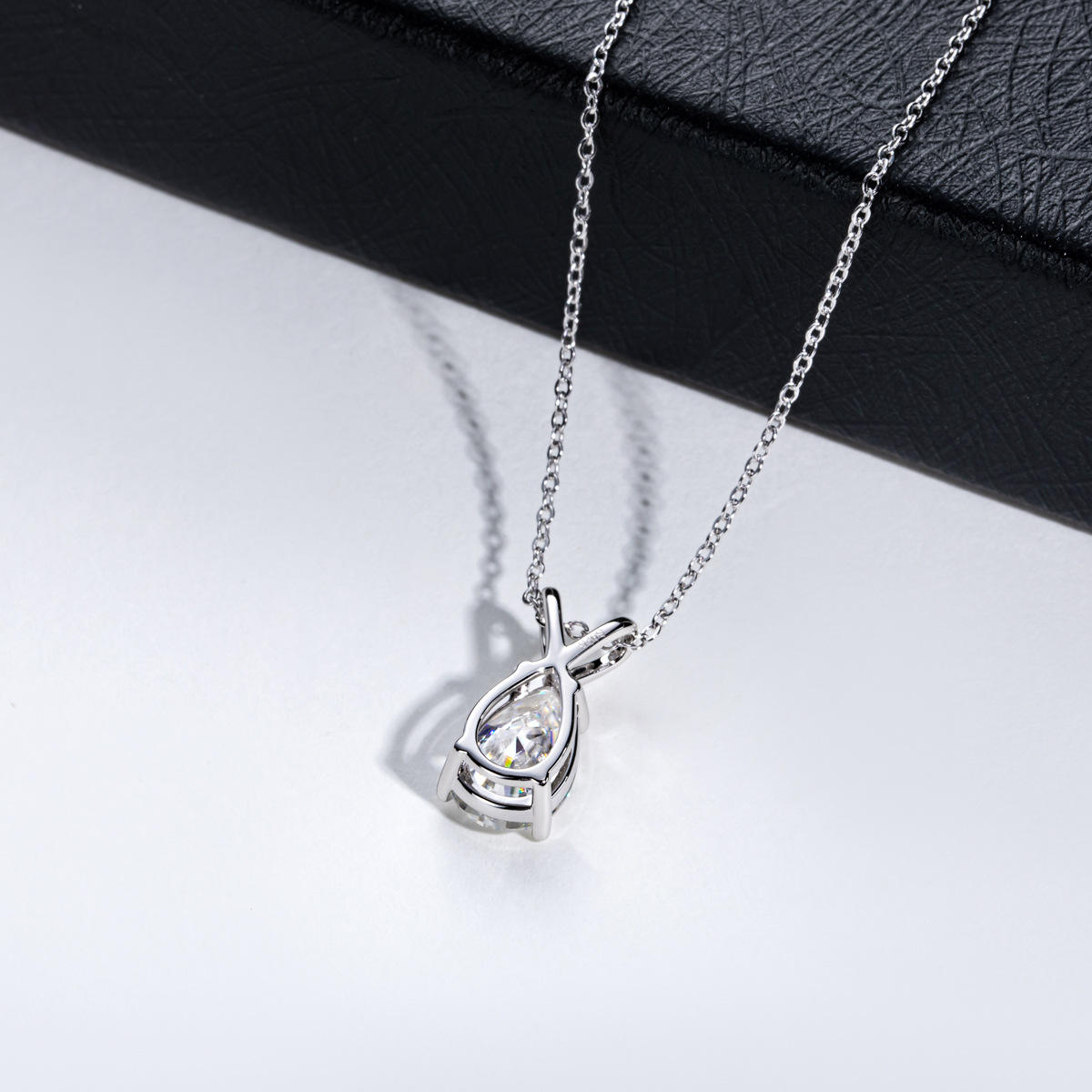 pear cut moissanite pendant, solitaire pendant necklace, gold pendant necklace, silver pendant necklace, diamond pendant, custom moissanite pendant, gold necklace, gold necklace women, white gold necklace, 14k gold necklace, valentines gift for her, birthday gift for her, 925 silver necklace