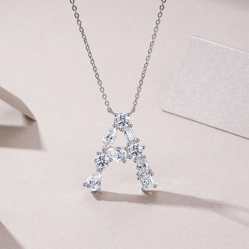 moissanite pendant, alphabetic pendant necklace, gold pendant necklace, silver pendant necklace, diamond pendant, custom moissanite pendant, gold necklace, gold necklace women, white gold necklace, 14k gold necklace, valentines gift for her, birthday gift for her, luxury statement necklace, moissanite pendant necklace, lab grown diamond pendant, minimalist luxury jewelry, designer style pendant, elegant womens necklace