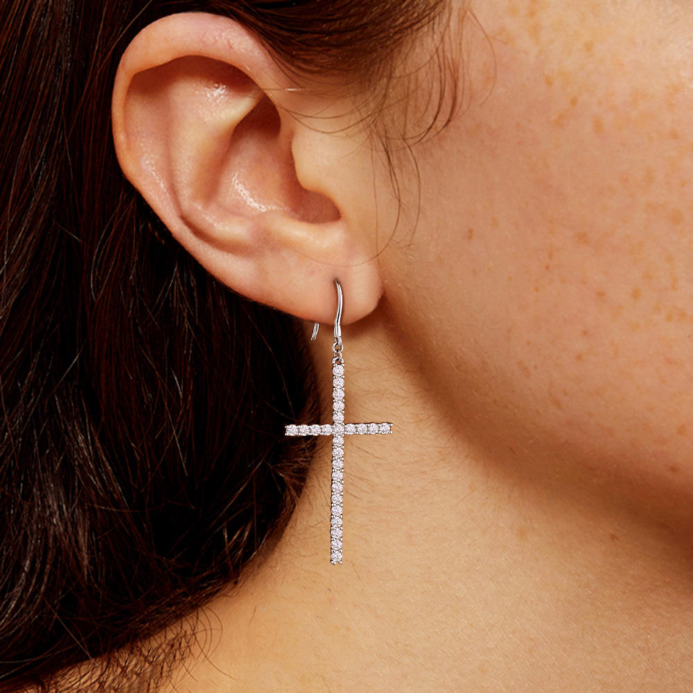 earrings, drop earrings, cross earrings, diamond earrings, gold earrings, hoop earrings, gold huggie earrings, diamond drop earrings, gold drop earrings, silver drop earrings, lab grown diamond earrings, real diamond earrings, lab created diamond earrings, valentines gift for her, birthday gift for her