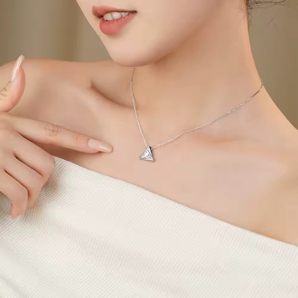 triangle pendant necklace, geometric pendant necklace, moissanite necklace, moissanite necklace mens, moissanite necklace gold, women's moissanite necklace, lab diamond necklace, diamond necklace, diamond necklace for women, diamond necklace women, gold diamond necklace