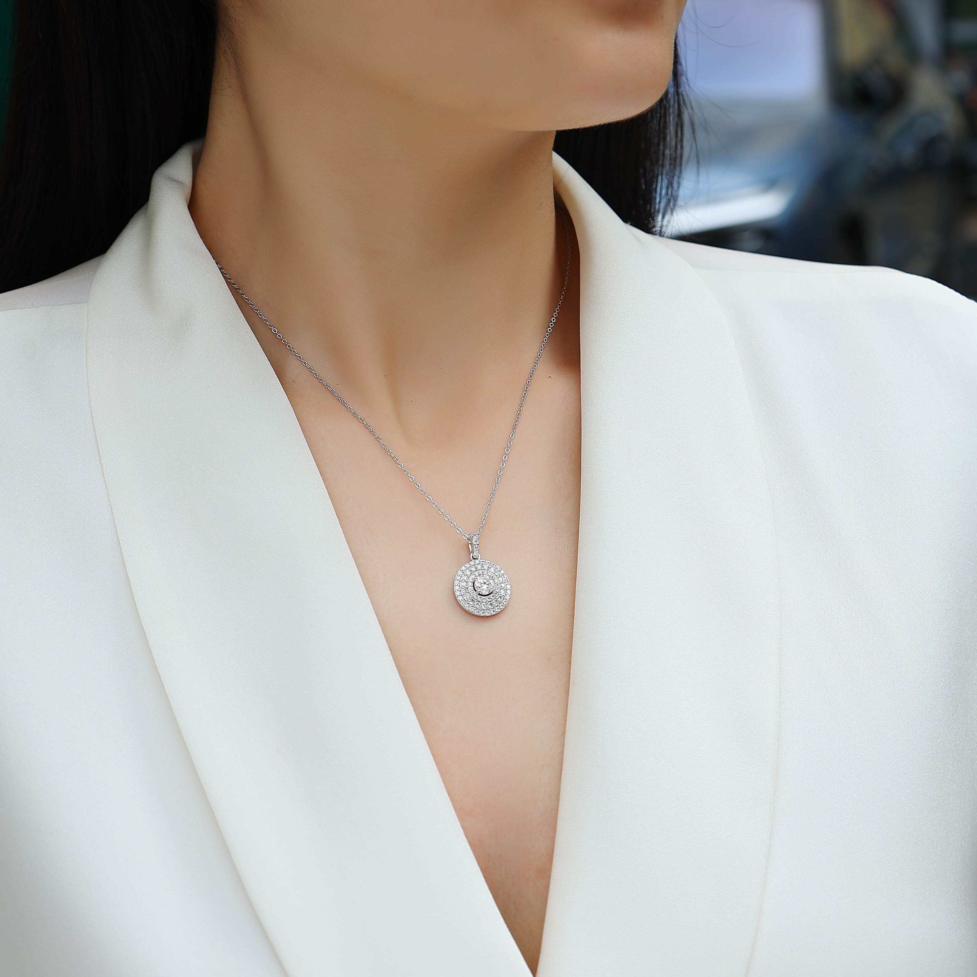 round cut moissanite pendant, solitaire pendant necklace, gold pendant necklace, silver pendant necklace, diamond pendant, custom moissanite pendant, gold necklace, gold necklace women, white gold necklace, 14k gold necklace, valentines gift for her, birthday gift for her, 925 silver necklace
