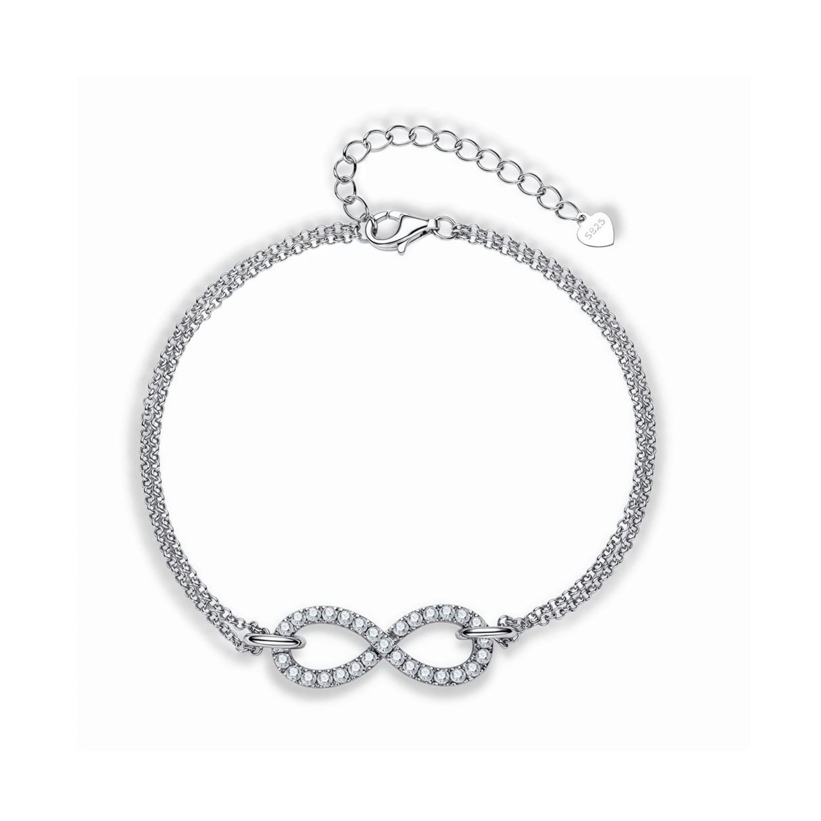 Double Chain Infinity Moissanite Everyday Wear Bracelet For Girls & Women