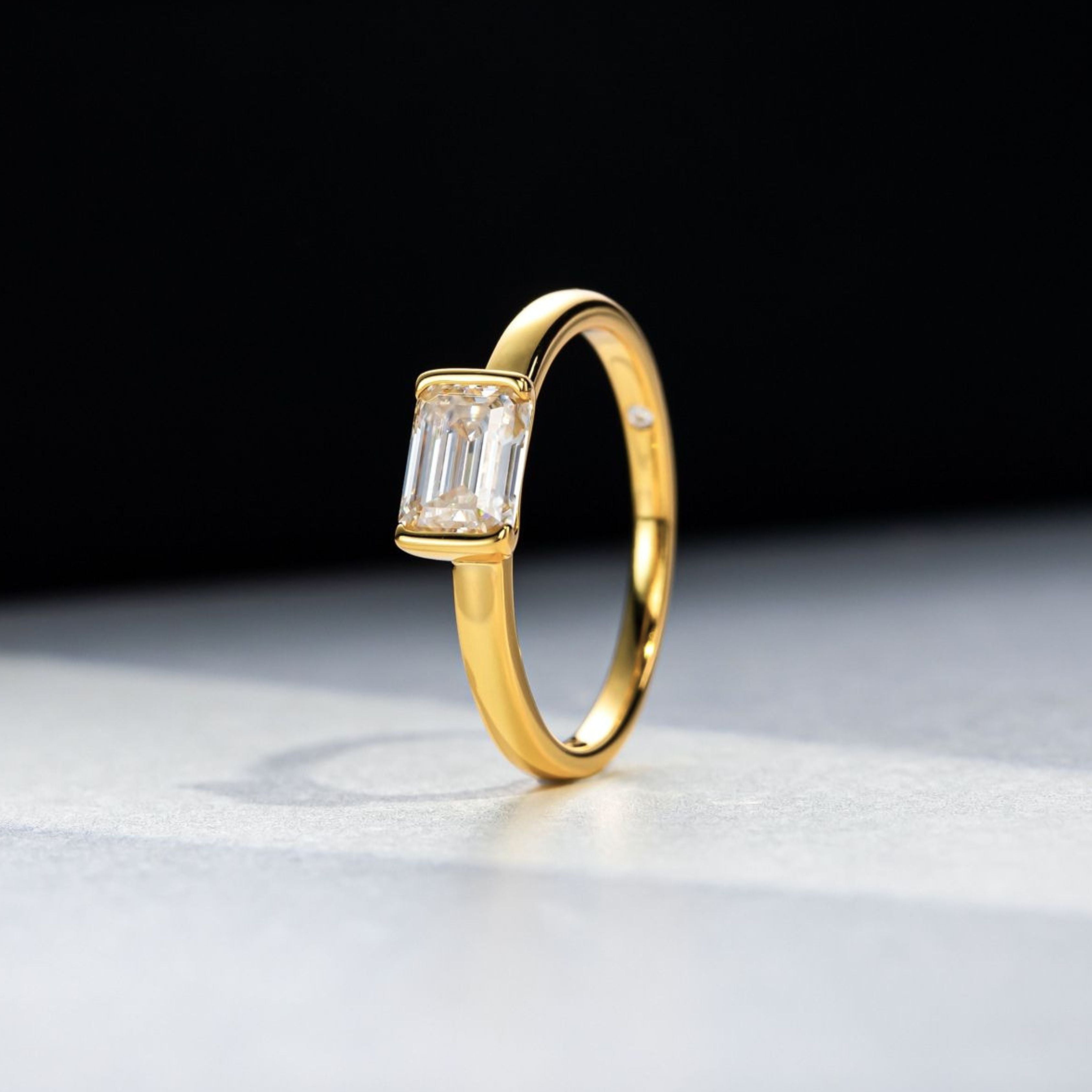 emerald cut diamond ring, solitaire rings, halo rings, gold rings, emerald cut engagement ring, gold rings for women, 14k gold rings, white gold rings, lab grown diamond rings, diamond rings for women, diamond rings, valentines gift for her, birthday gift for her, moissanite rings, 925 silver rings