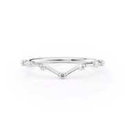 Celestial Chevron Style Round Cut Moissanite Wedding Band Ring For Her | 925 Silver