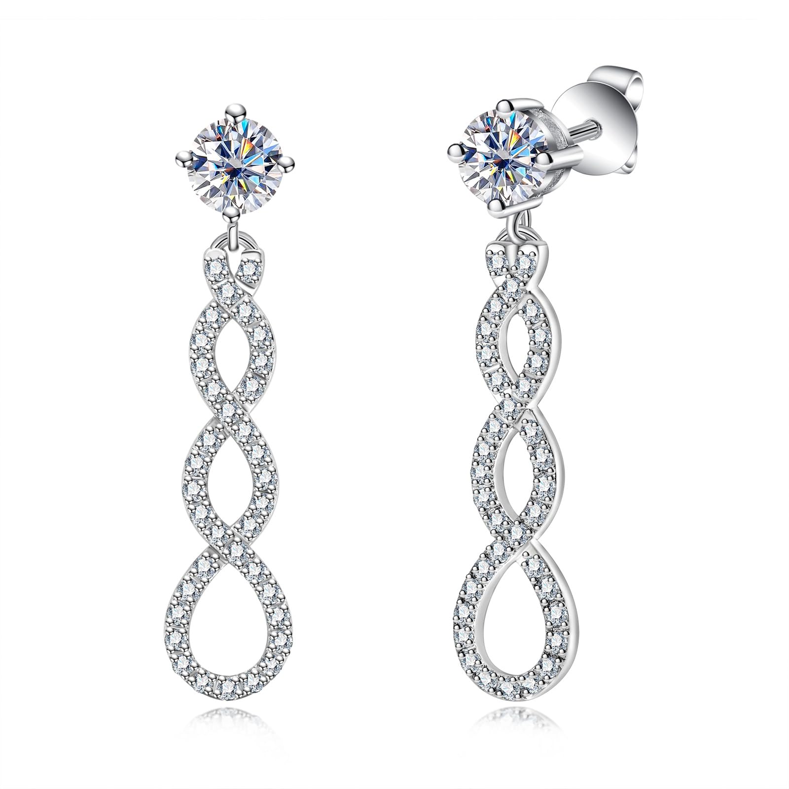 loren stewart infinity earrings, drop earrings, diamond drop earrings, gold drop earrings, silver drop earrings, diamond earrings, diamond earrings for women, lab grown diamond earrings, diamond earrings for men, valentines gift for her