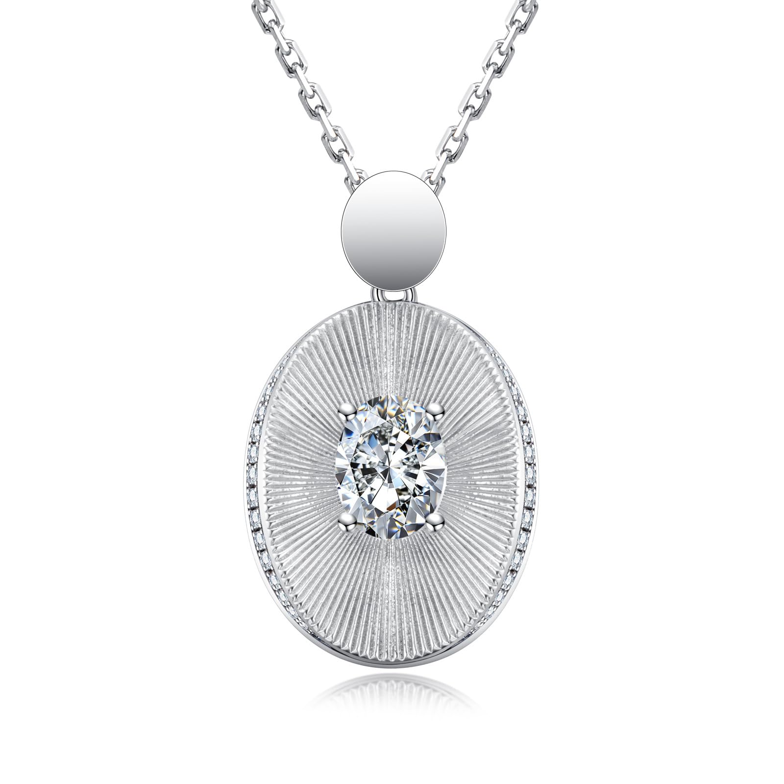 1.0 CT Oval Cut Moissanite Vintage Halo Pendant Necklace for Women