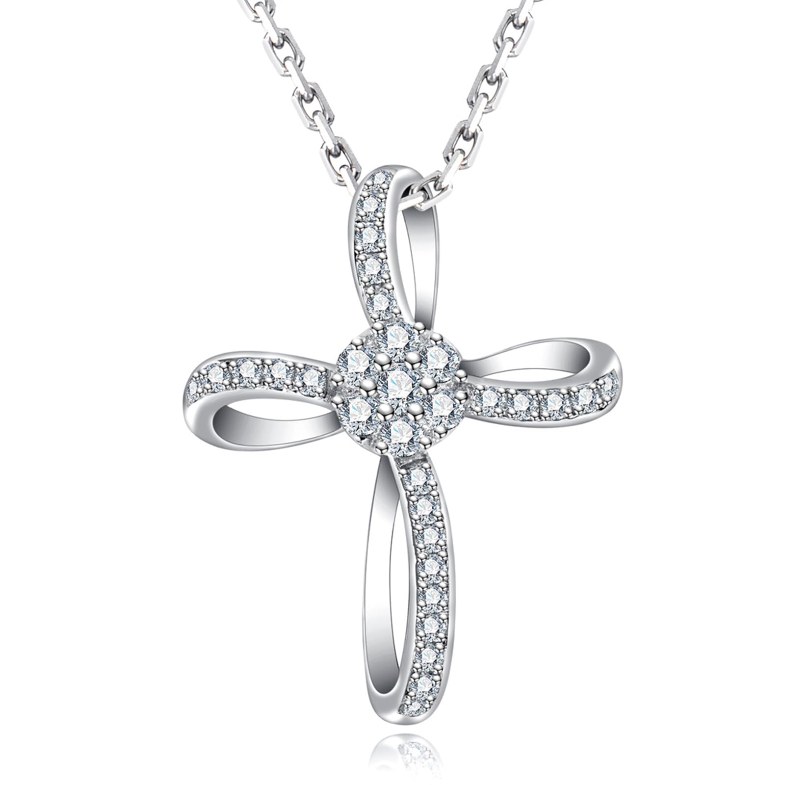 diamond cross necklace, sterling silver cross pendant, white gold cross necklace, religious jewelry women, christian cross necklace, pave diamond cross pendant, elegant faith necklace, moissanite cross jewelry, dainty cross necklace, luxury silver necklace, gift for her jewelry, minimalist religious necklace