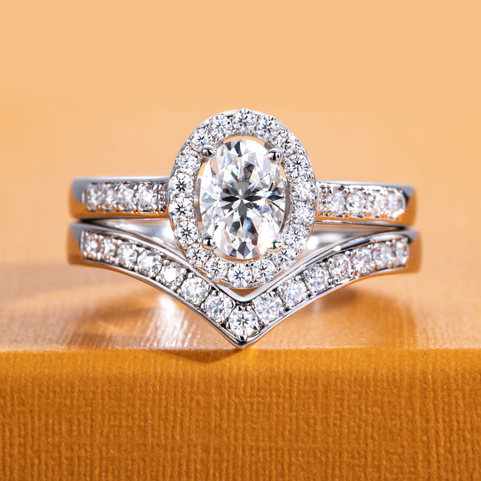 bridal ring set, emerald cut ring, wedding ring set, engagement and wedding ring set, solitaire rings, gold rings, emerald cut engagement ring, gold rings for women, 14k gold rings, white gold rings, lab grown diamond rings, diamond rings for women, diamond rings, valentines gift for her, birthday gift for her, moissanite rings