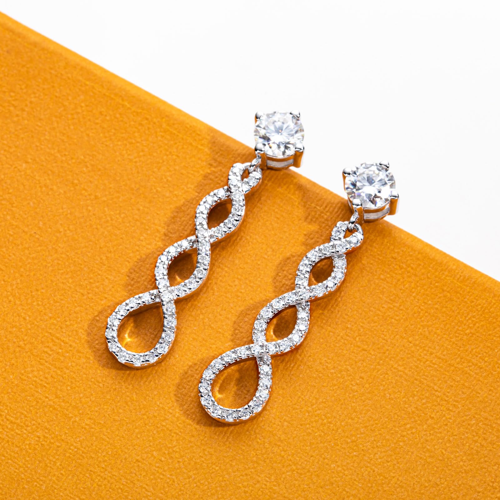 loren stewart infinity earrings, drop earrings, diamond drop earrings, gold drop earrings, silver drop earrings, diamond earrings, diamond earrings for women, lab grown diamond earrings, diamond earrings for men, valentines gift for her