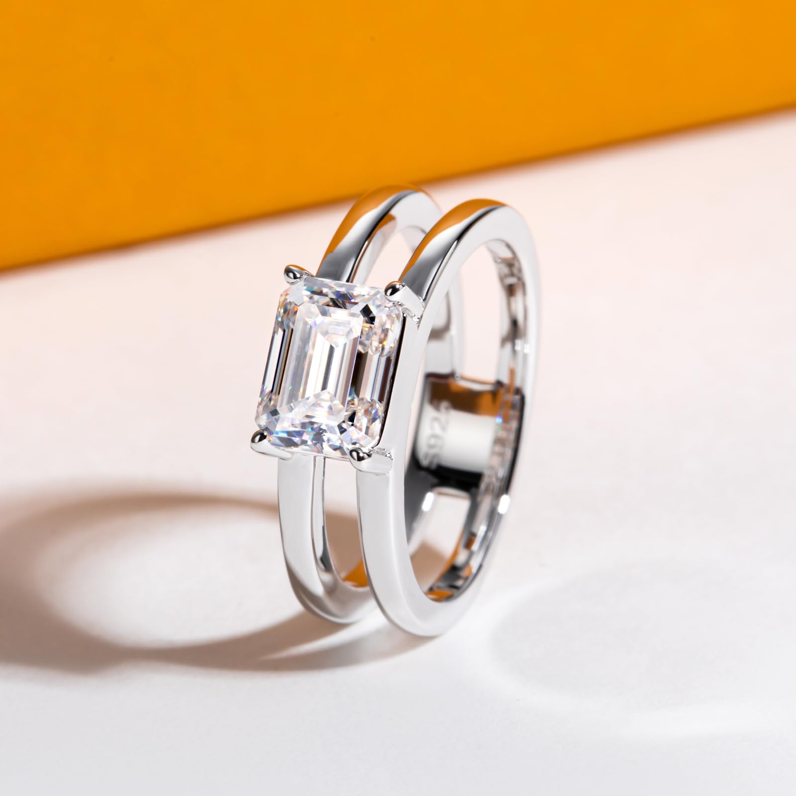 emerald cut diamond ring, three stone rings, radiant diamond ring, 1 carat emerald diamond ring, gold ring, 14k gold ring, white gold ring, rings, promise rings for her, anniversary ring, silver rings, sterling silver rings, valentines gift for her, birthday gift for her, lab grown diamonds, 925 silver rings, valentine special gift