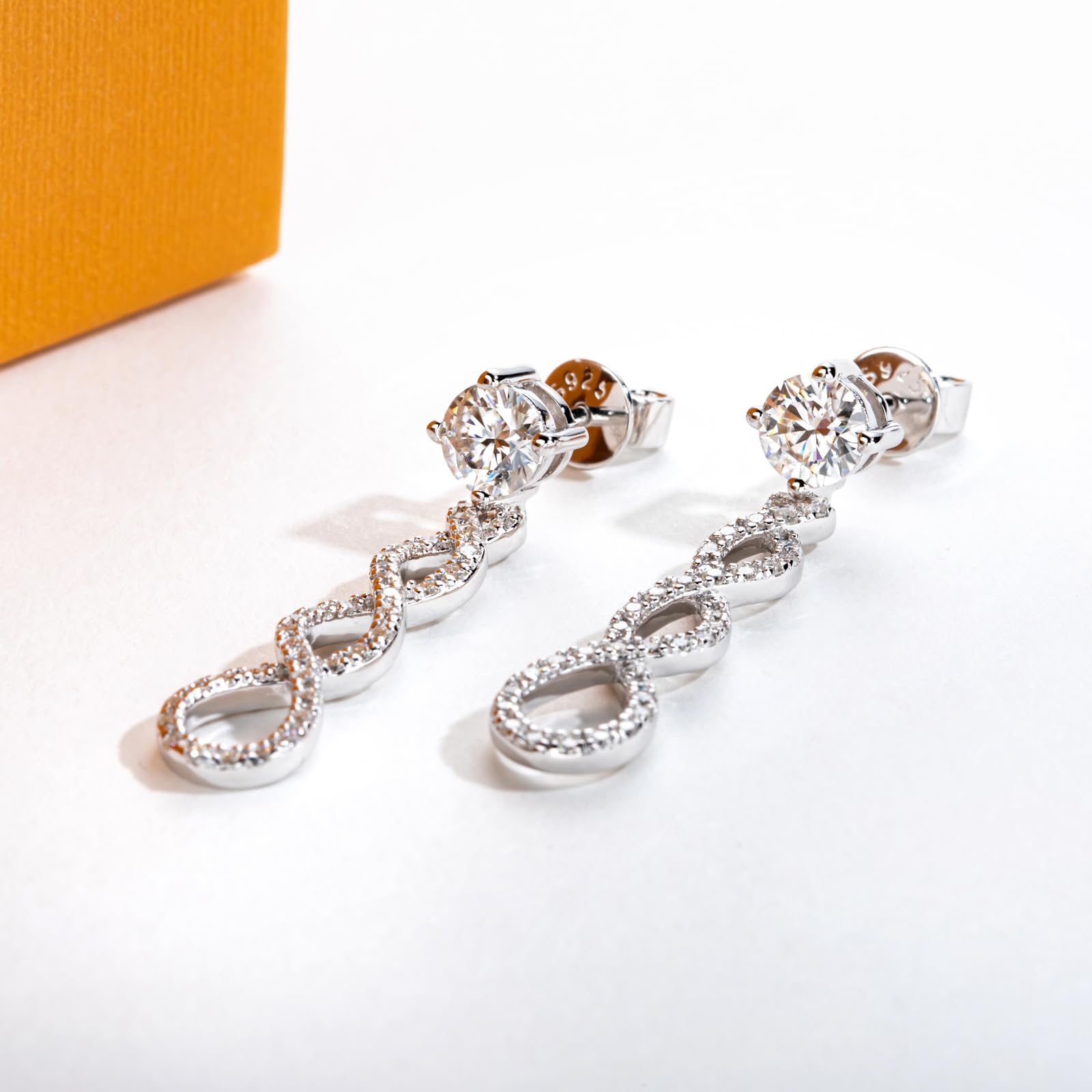 loren stewart infinity earrings, drop earrings, diamond drop earrings, gold drop earrings, silver drop earrings, diamond earrings, diamond earrings for women, lab grown diamond earrings, diamond earrings for men, valentines gift for her