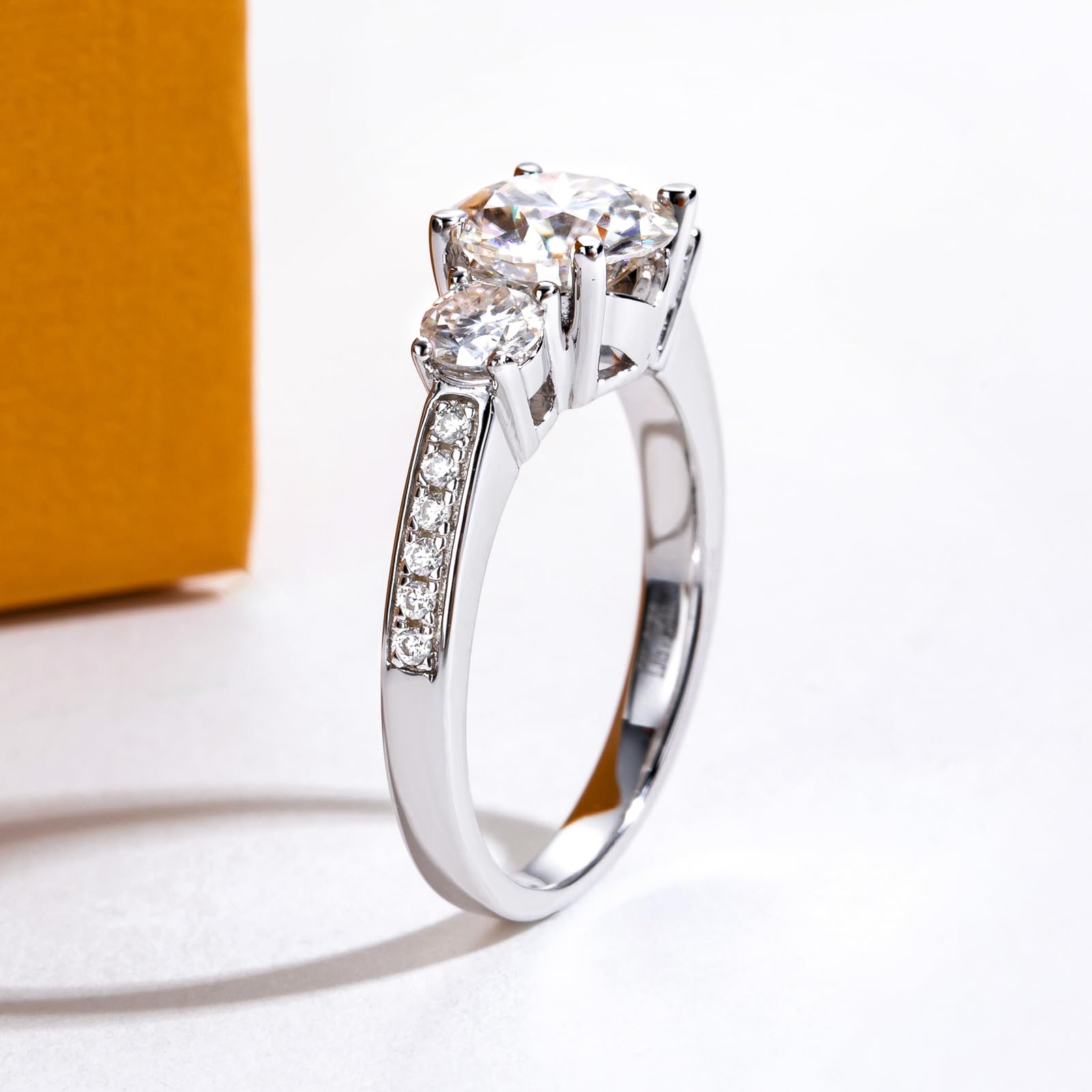 round cut diamond ring, three stone rings, round diamond ring, 1 carat round diamond ring, gold ring, 14k gold ring, white gold ring, rings, promise rings for her, anniversary ring, silver rings, sterling silver rings, valentines gift for her, birthday gift for her, lab grown diamonds