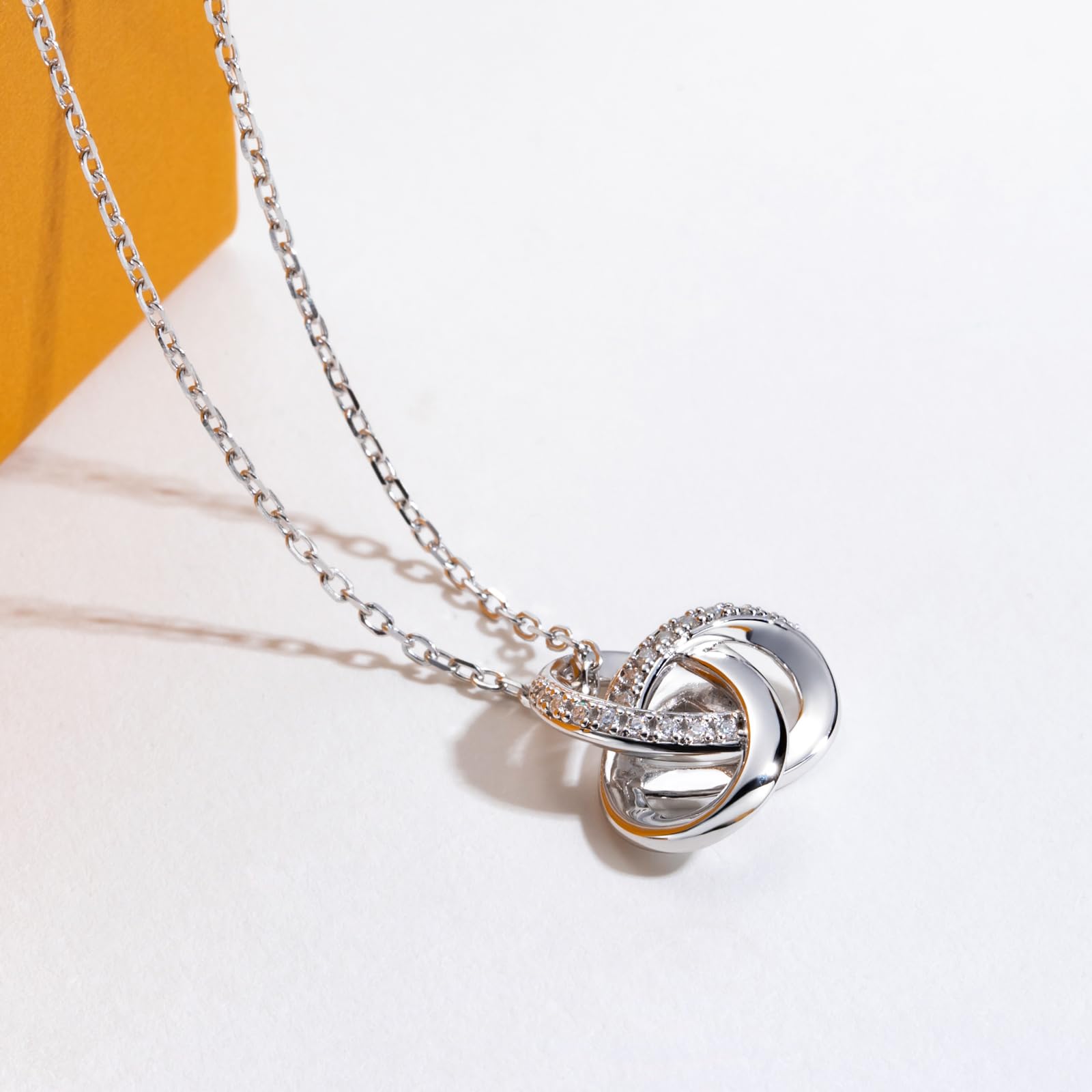 trinity knot necklace, celtic knot pendant, infinity knot necklace women, silver necklace USA, white gold plated jewelry, moissanite pendant necklace, meaningful jewelry gift for her, elegant minimalist necklace