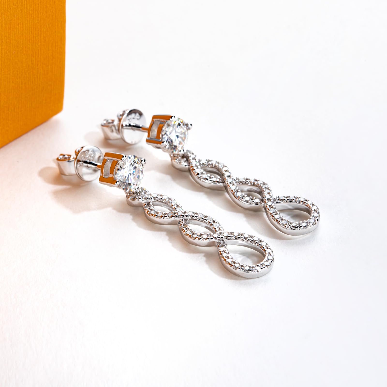 loren stewart infinity earrings, drop earrings, diamond drop earrings, gold drop earrings, silver drop earrings, diamond earrings, diamond earrings for women, lab grown diamond earrings, diamond earrings for men, valentines gift for her