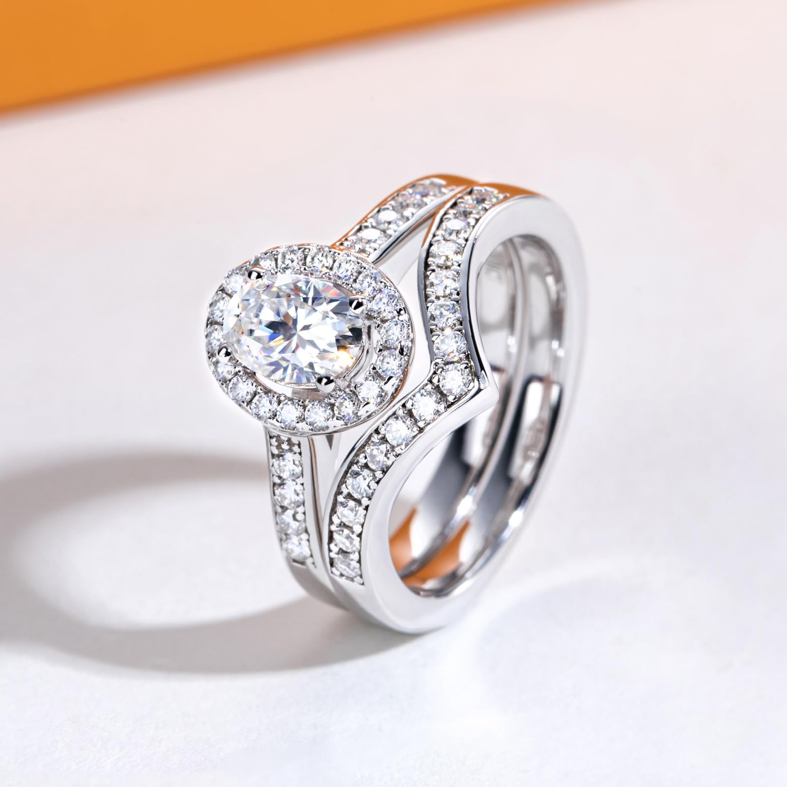 bridal ring set, emerald cut ring, wedding ring set, engagement and wedding ring set, solitaire rings, gold rings, emerald cut engagement ring, gold rings for women, 14k gold rings, white gold rings, lab grown diamond rings, diamond rings for women, diamond rings, valentines gift for her, birthday gift for her, moissanite rings