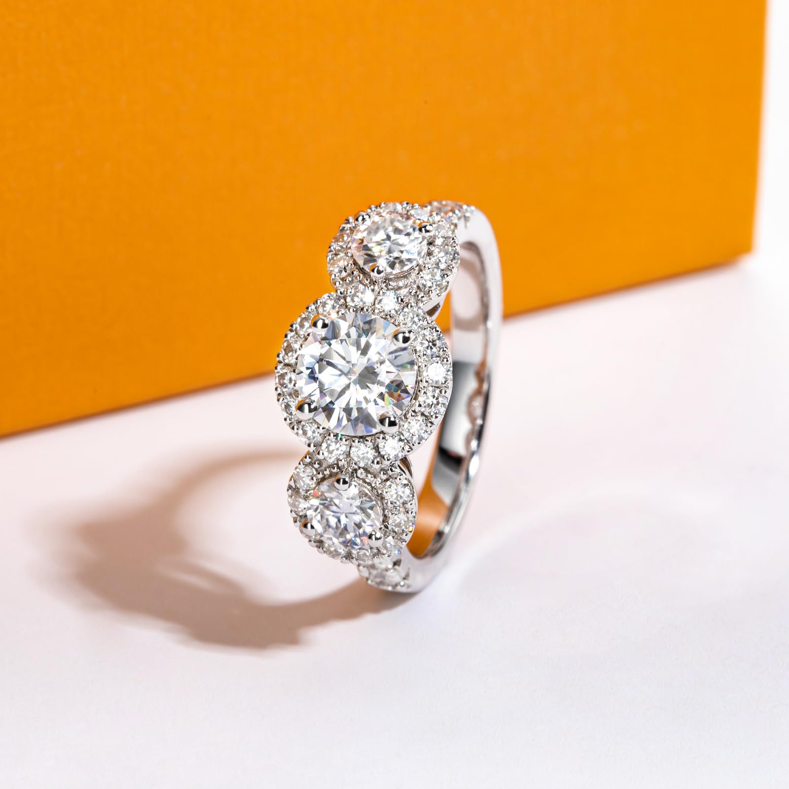 round cut diamond ring, three stone rings, round diamond ring, 1 carat round diamond ring, gold ring, 14k gold ring, white gold ring, rings, promise rings for her, anniversary ring, silver rings, sterling silver rings, valentines gift for her, birthday gift for her, lab grown diamonds