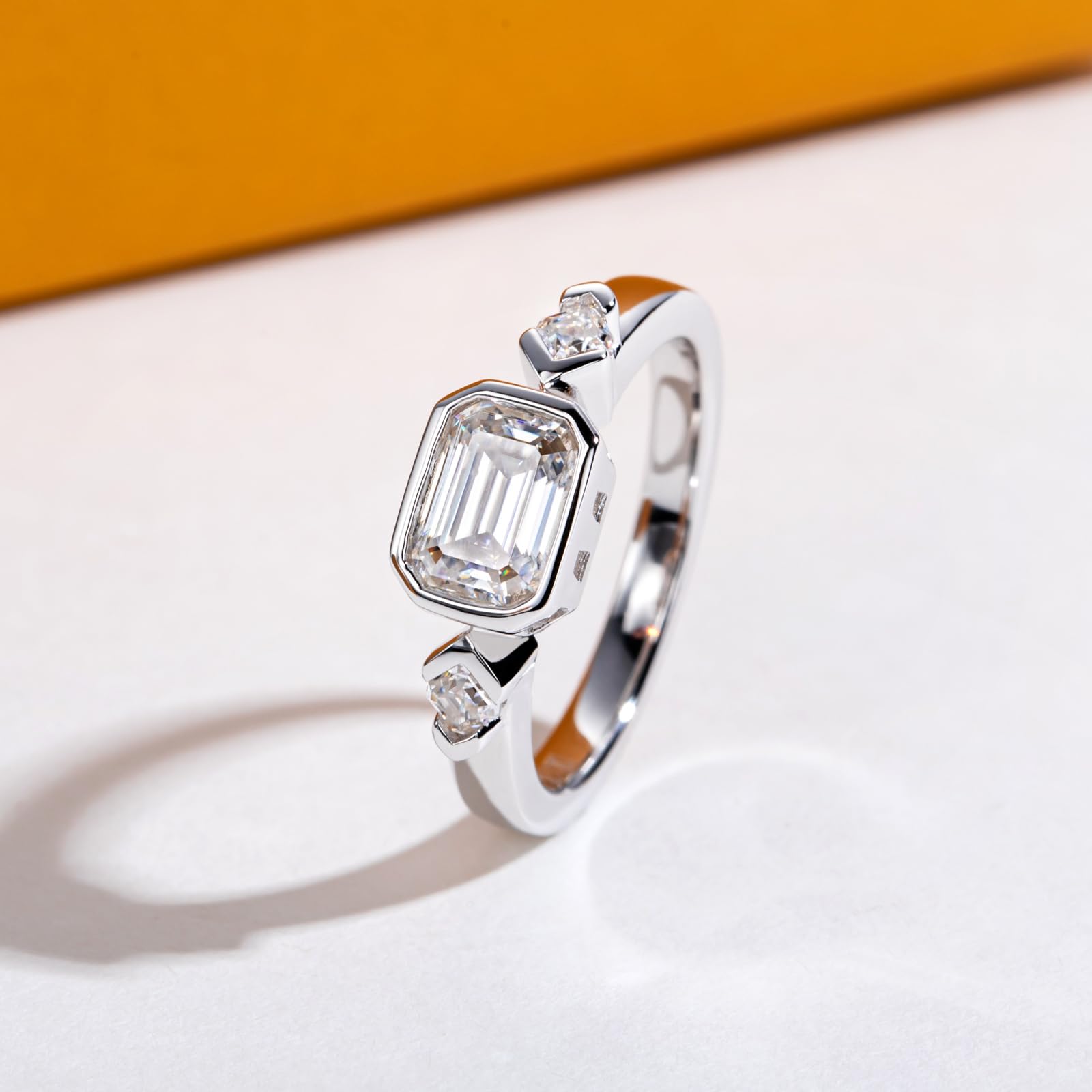 emerald cut diamond ring, three stone rings, radiant diamond ring, 1 carat emerald diamond ring, gold ring, 14k gold ring, white gold ring, rings, promise rings for her, anniversary ring, silver rings, sterling silver rings, valentines gift for her, birthday gift for her, lab grown diamonds