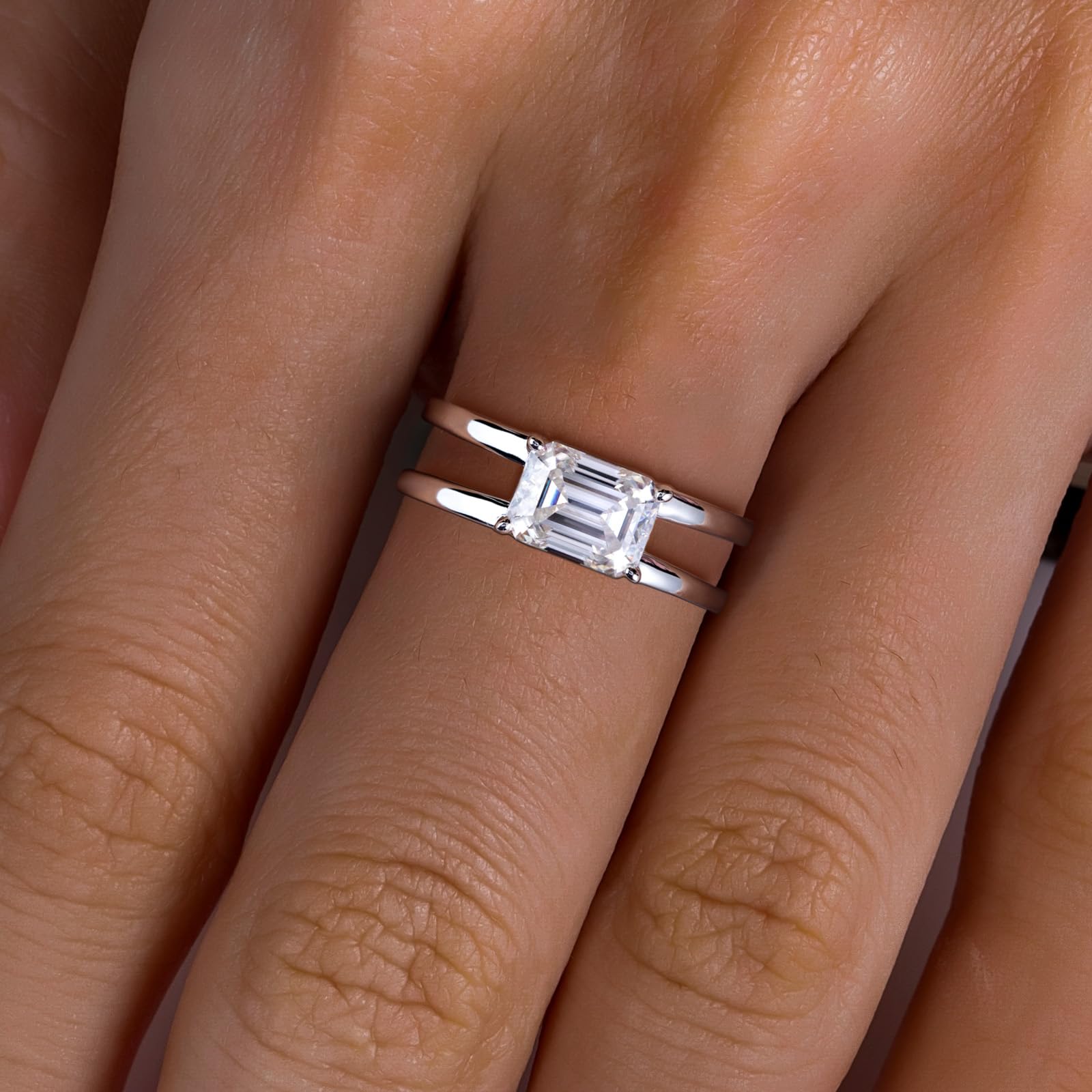emerald cut diamond ring, three stone rings, radiant diamond ring, 1 carat emerald diamond ring, gold ring, 14k gold ring, white gold ring, rings, promise rings for her, anniversary ring, silver rings, sterling silver rings, valentines gift for her, birthday gift for her, lab grown diamonds, 925 silver rings, valentine special gift