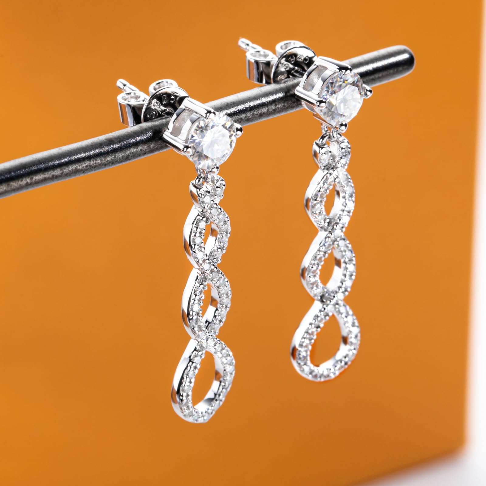 loren stewart infinity earrings, drop earrings, diamond drop earrings, gold drop earrings, silver drop earrings, diamond earrings, diamond earrings for women, lab grown diamond earrings, diamond earrings for men, valentines gift for her