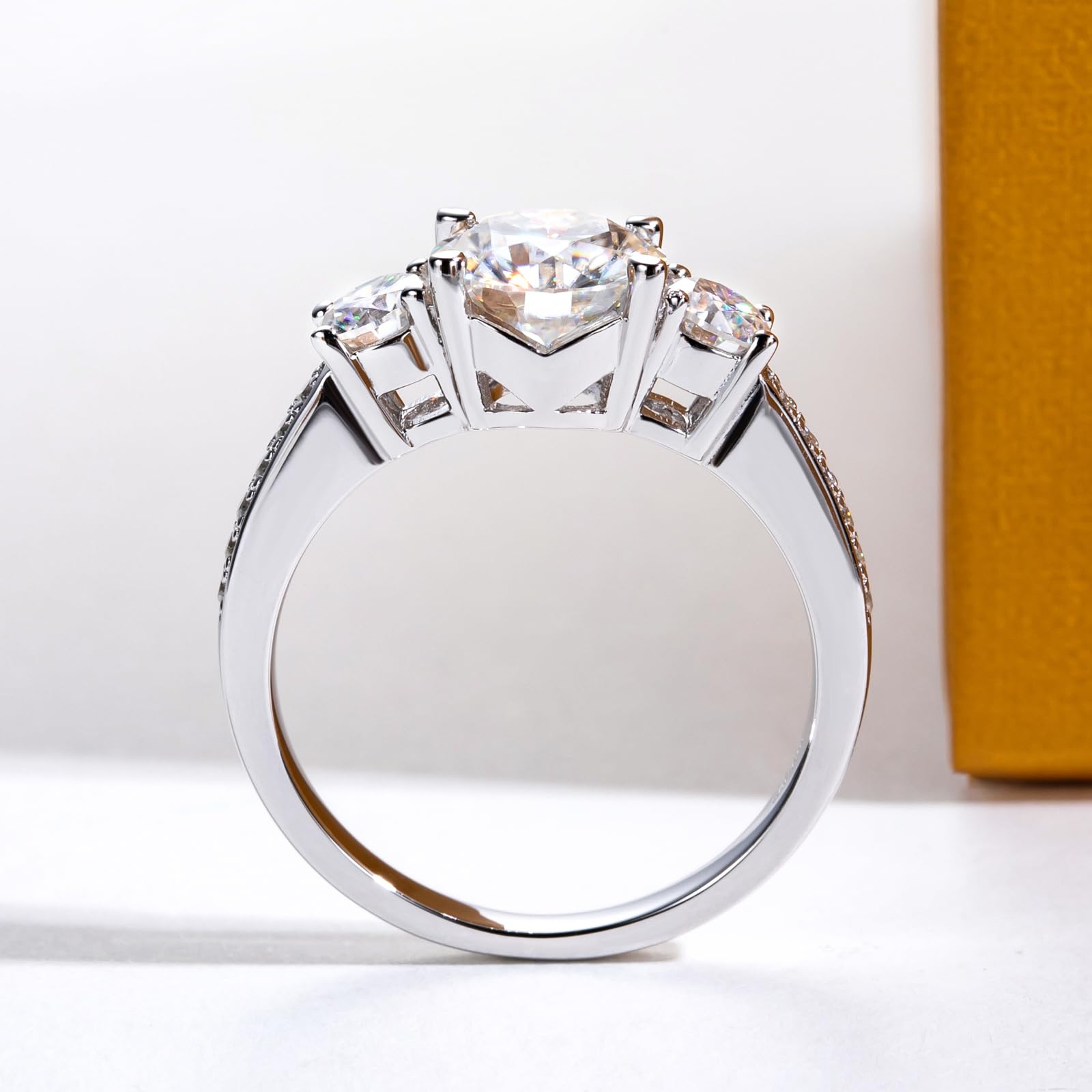 round cut diamond ring, three stone rings, round diamond ring, 1 carat round diamond ring, gold ring, 14k gold ring, white gold ring, rings, promise rings for her, anniversary ring, silver rings, sterling silver rings, valentines gift for her, birthday gift for her, lab grown diamonds