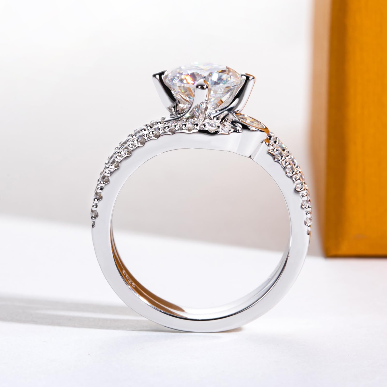 bridal ring set, round cut diamond ring, wedding ring set, engagement and wedding ring set, solitaire rings, gold rings, round cut engagement ring, gold rings for women, 14k gold rings, white gold rings, lab grown diamond rings, diamond rings for women, diamond rings, valentines gift for her, birthday gift for her, moissanite rings