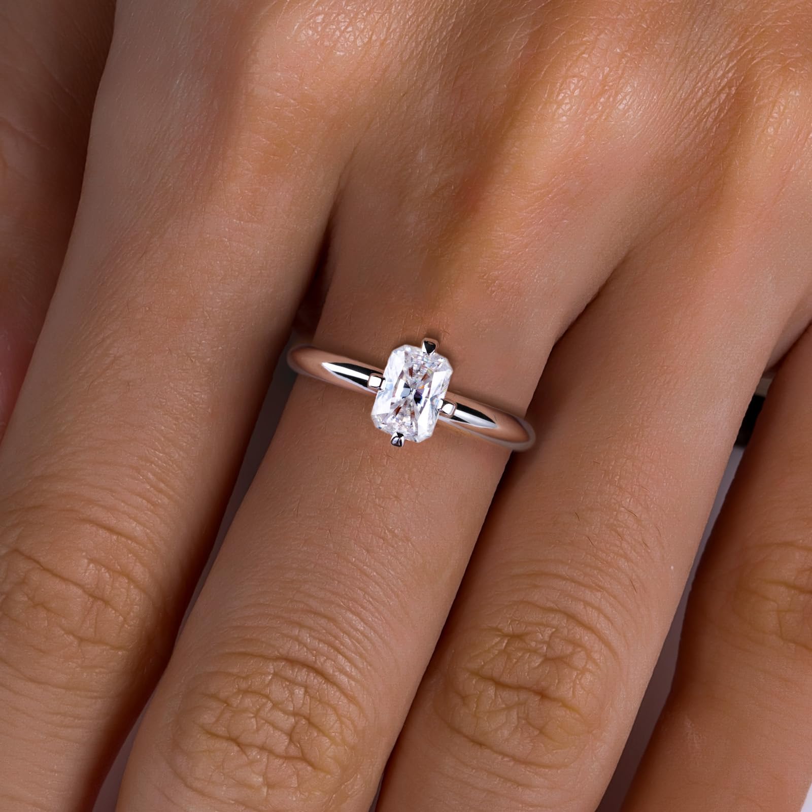 solitaire rings, gold rings, radiant cut engagement ring, gold rings for women, 14k gold rings, white gold rings, lab grown diamond rings, diamond rings for women, diamond rings, valentines gift for her, birthday gift for her, moissanite rings