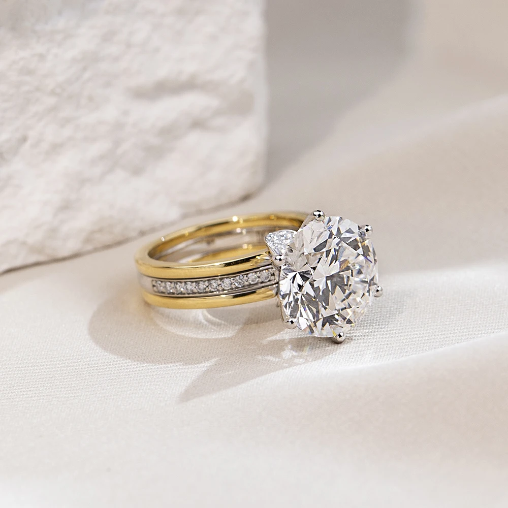 3 carat round moissanite ring, moissanite bridal set, moissanite bridal set rings, gold plated ring, round solitaire ring, round solitaire ring designs, lab grown diamond ring, 2 carat lab grown diamond ring, bridal jewelry set, moissanite rings engagement