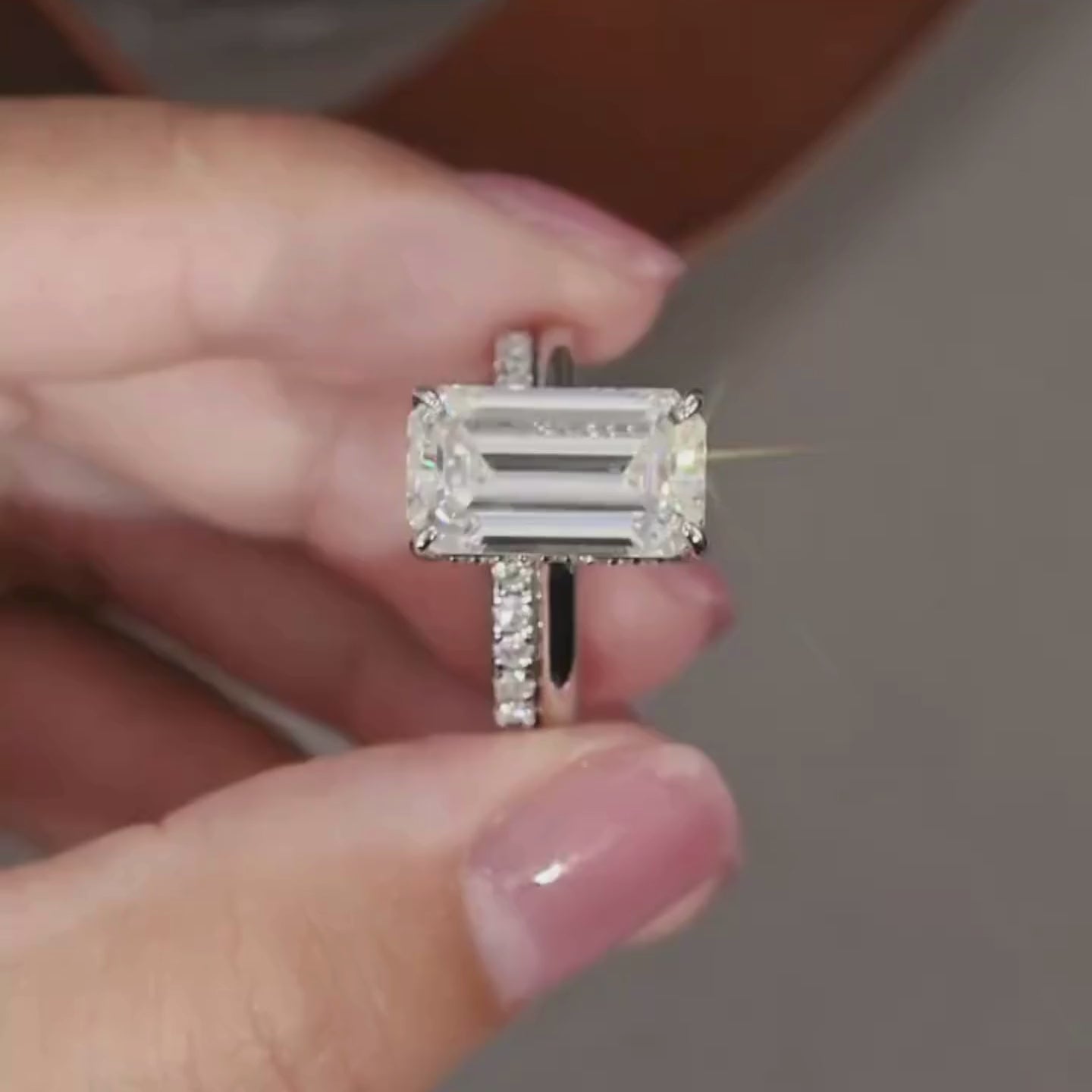 bridal ring set, emerald cut ring, wedding ring set, engagement and wedding ring set, solitaire rings, gold rings, emerald cut engagement ring, gold rings for women, 14k gold rings, white gold rings, lab grown diamond rings, diamond rings for women, diamond rings, valentines gift for her, birthday gift for her, moissanite rings