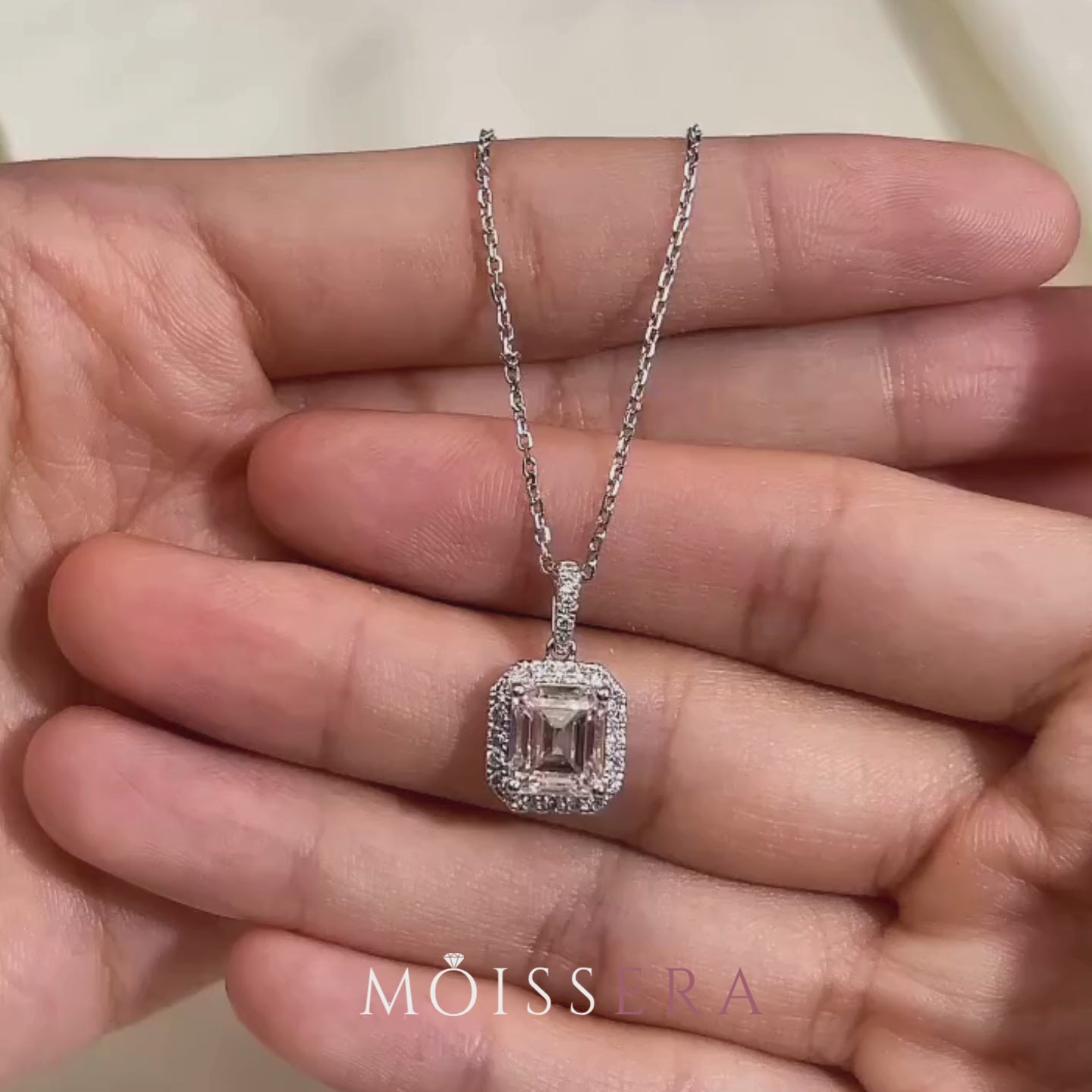 emerald cut moissanite pendant, pendant necklace, gold pendant necklace, silver pendant necklace, diamond pendant, custom moissanite pendant, gold necklace, gold necklace women, white gold necklace, 14k gold necklace, valentines gift for her, birthday gift for her
