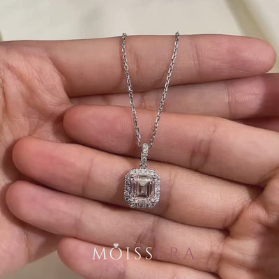 emerald cut moissanite pendant, pendant necklace, gold pendant necklace, silver pendant necklace, diamond pendant, custom moissanite pendant, gold necklace, gold necklace women, white gold necklace, 14k gold necklace, valentines gift for her, birthday gift for her