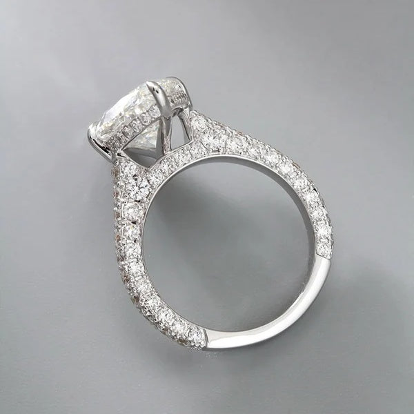 3.5 CTW Marquise Cut Moissanite Hidden Halo Bridal Ring Set with Pavé Band | 925 Silver